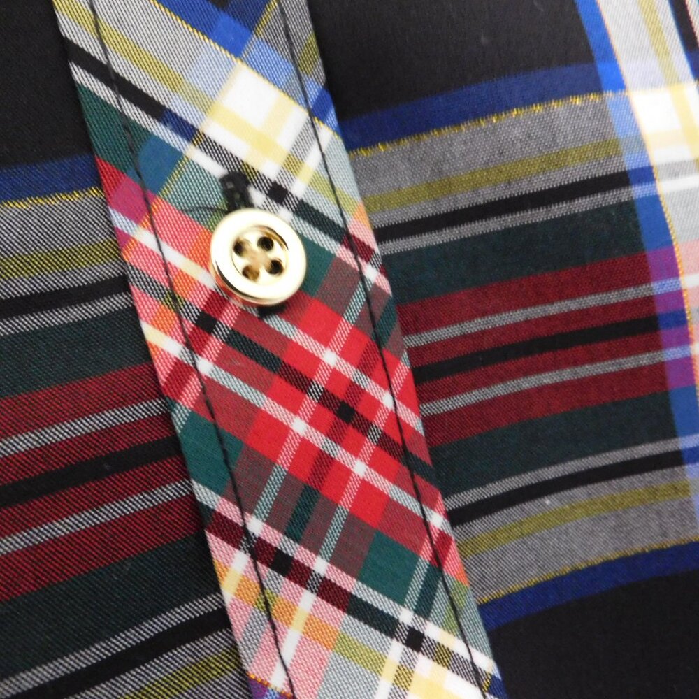 NEW Talbots Non-Iron‎  Button Down Shirt Women's Size 4 Black Red Plaid Gold - Picture 7 of 7